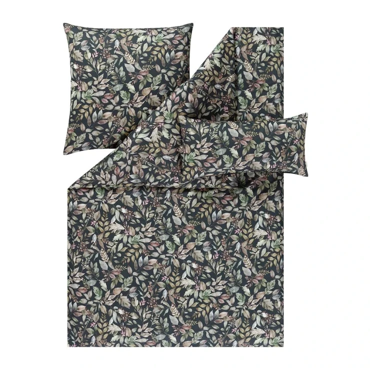Pościel Nadia – Elegancja w Antracycie i Delikatne Kwiatowe Motywy | Estella