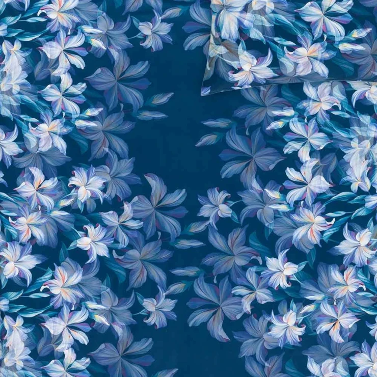Pościel Katalina | Luksusowy wzór kwiatowy na indygo | Elegancja w Twojej sypialni