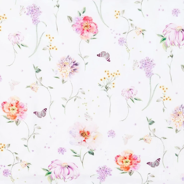 Pościel Aluna| Kwiatowy wzór na białym tle | 100% bawełna