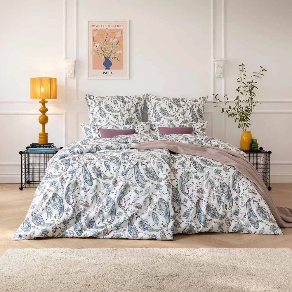 Pościel Dariana | Elegancki wzór paisley | Subtelne odcienie błękitu i fioletu