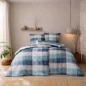 Pościel Armando | Elegancki wzór karo w odcieniach błękitu i bieli | Premium satyna Mako
