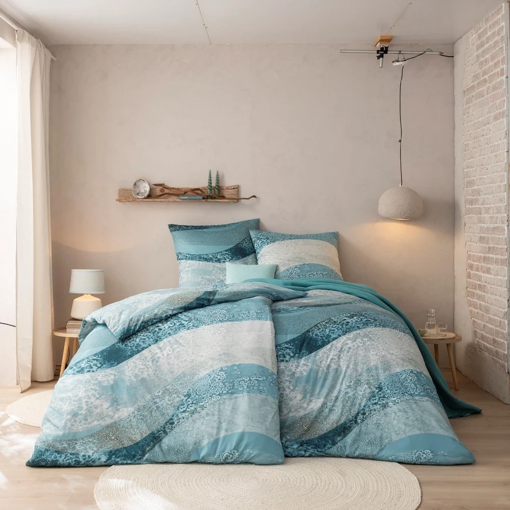 Pościel Rio | Morskie odcienie błękitu i turkusu | Naturalne wzory