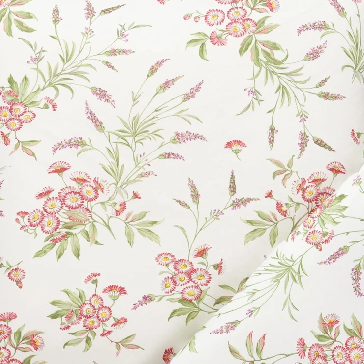 Pościel Noelia | Kwiatowy wzór w odcieniach magenta i zieleni | Letni ogród